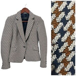 Zara Houndstooth Single Breasted Blazer Size XS